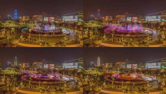 夜晚泉城广场喷泉高清在线视频素材下载