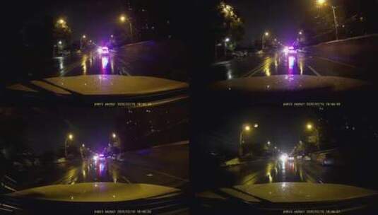 疫情武汉封城 雪夜停路边的警车警灯 跟高清在线视频素材下载