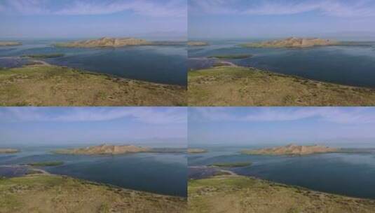 原创 新疆博湖县沙漠博斯腾湖自然风光航拍高清在线视频素材下载