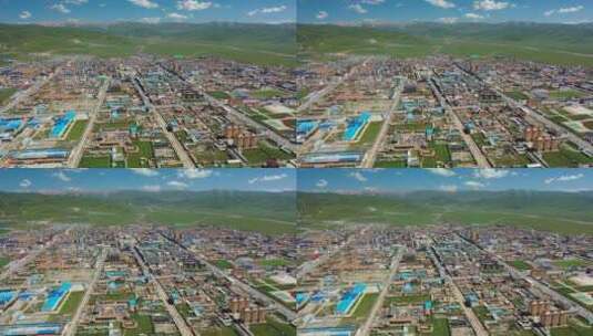 航拍甘肃甘南玛曲县城市建筑风光高清在线视频素材下载