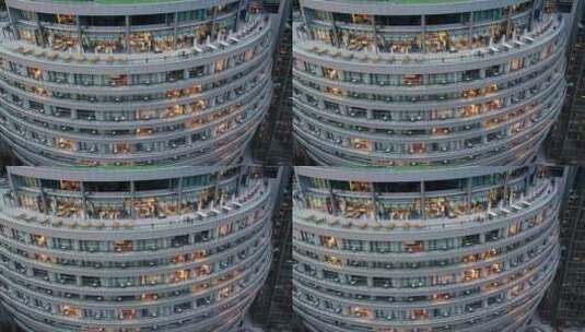 高视角上海佘山世茂洲际酒店建筑灯光特写高清在线视频素材下载