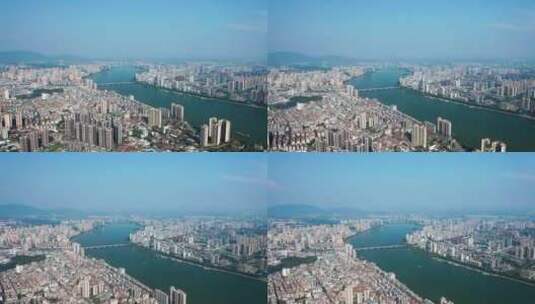 清远市北江大桥远景航拍前进高清在线视频素材下载