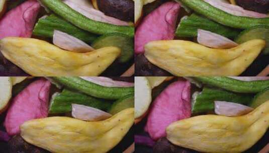 什锦综合蔬果干脱水蔬果冻干零食高清在线视频素材下载