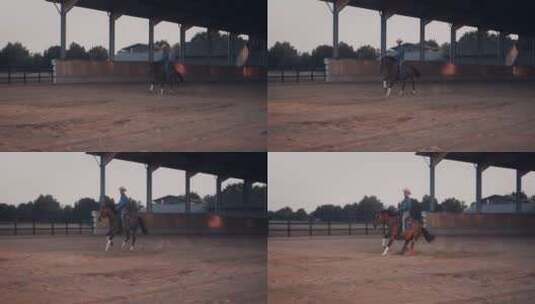 骑马奔跑的牛仔高清在线视频素材下载