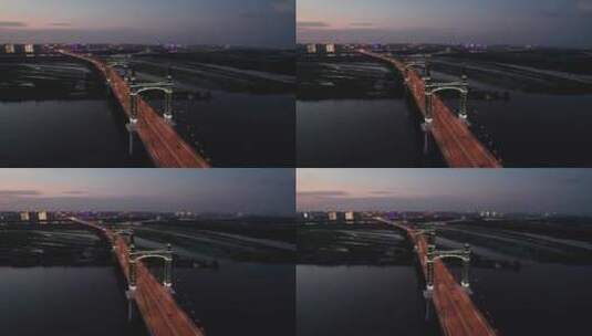 哈尔滨阳明滩大桥夜景航拍高清在线视频素材下载