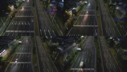 航拍凌晨寂静的城市道路高清在线视频素材下载