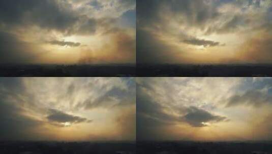山日落延时阳光穿透云朵穿过云层黄昏夕阳云高清在线视频素材下载