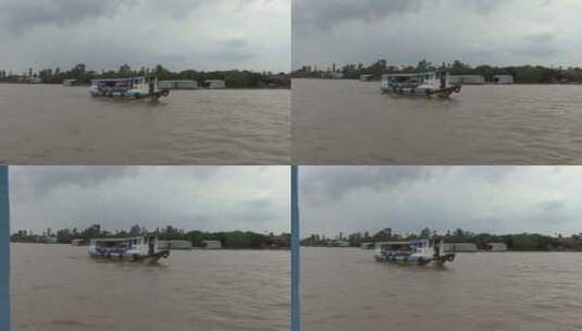 湄公河上的游览船高清在线视频素材下载