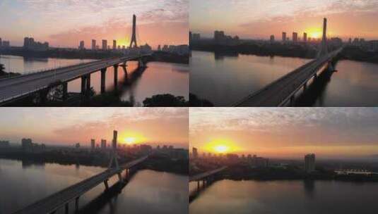 信江大桥日出高清在线视频素材下载