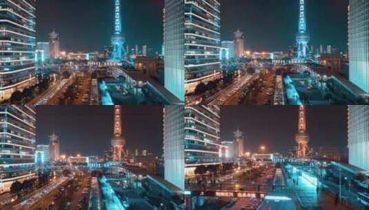 上海夜景航拍延时高清在线视频素材下载