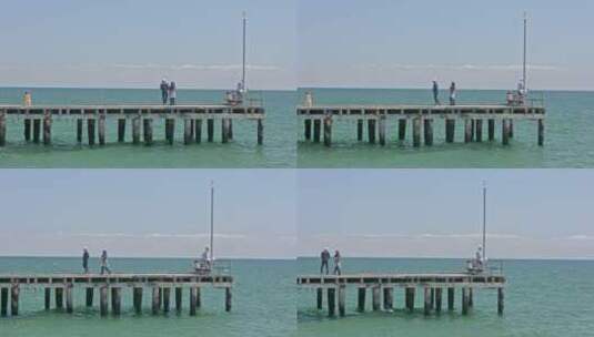 澳大利亚墨尔本海边木栈道钓鱼码头高清在线视频素材下载