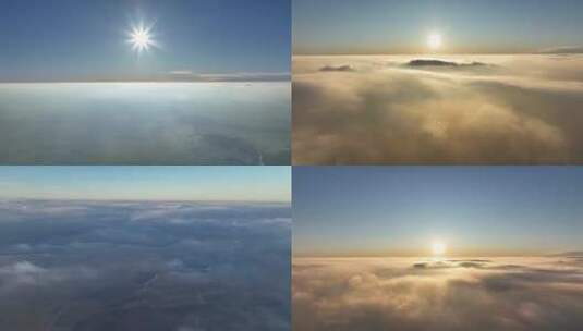 云层之上日出高空云雾云巅高清在线视频素材下载