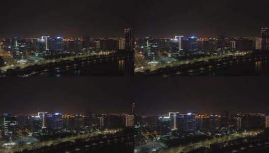 泉州夜景滨江商务区航拍高清在线视频素材下载