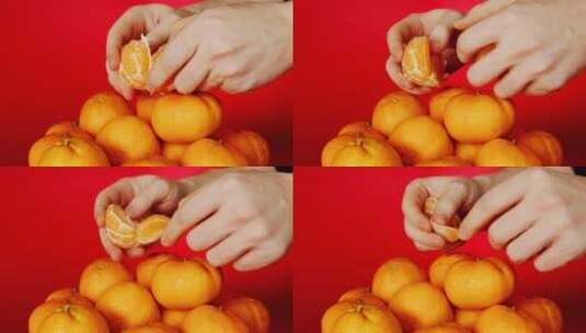 一女子在家剥橘子皮吃橘子高清在线视频素材下载