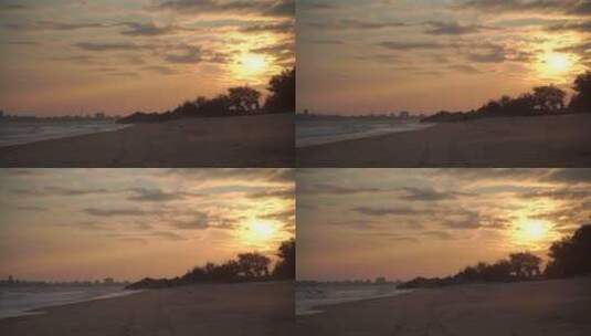 海边晚霞大海沙滩傍晚黄昏日落高清在线视频素材下载