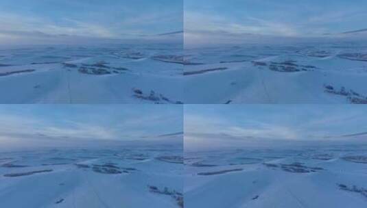 航拍内蒙古雪域雪原暮色高清在线视频素材下载