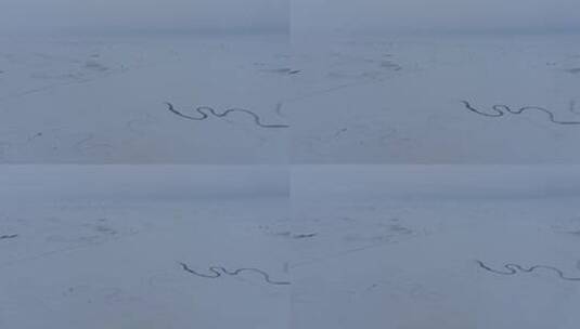 航拍冰雪覆盖的苍茫草原高清在线视频素材下载