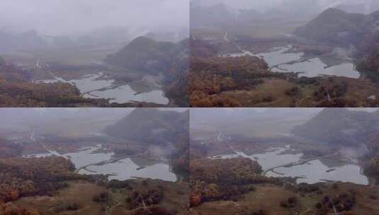 湖北神农架大九湖景区的阴雨秋天高清在线视频素材下载