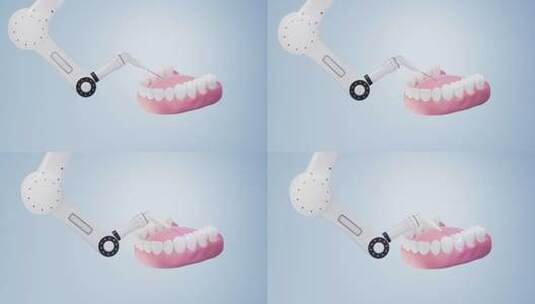 机械臂与牙齿健康概念3D渲染高清在线视频素材下载