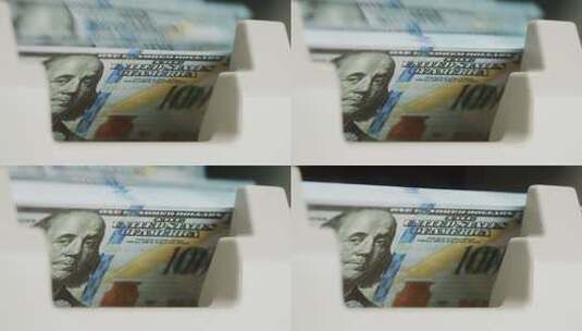验钞机上的美元高清在线视频素材下载