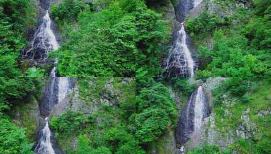 航拍户外山中瀑布悬崖流水自然风景高清在线视频素材下载