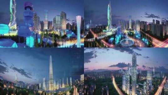 城市建筑漫游动画建筑生长动画城市发展高清在线视频素材下载