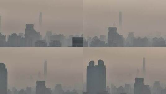 上海清晨平流雾航拍高清在线视频素材下载