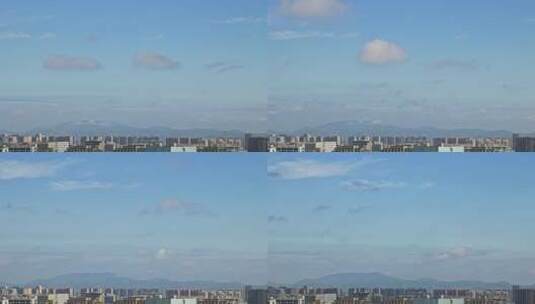 杭州城市上空蓝天碎积云彩延时高清在线视频素材下载