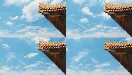 中国故宫屋檐一角历史建筑高清在线视频素材下载