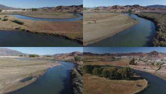 B新疆准噶尔盆地蜿蜒河流3高清在线视频素材下载
