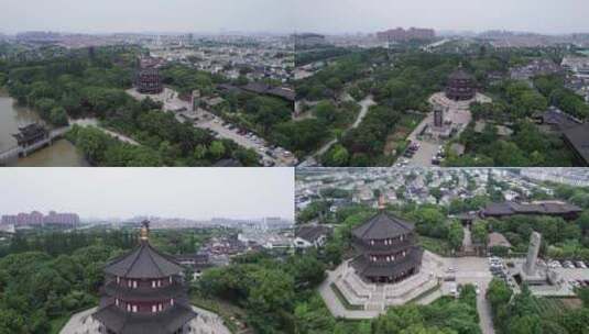 苏州寒山寺京杭大运河航拍高清在线视频素材下载