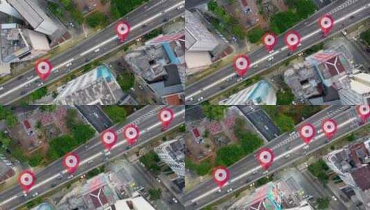 智能城市GPS位置标记图标高清在线视频素材下载