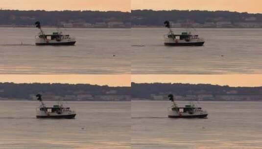 一大早出海的渔船高清在线视频素材下载