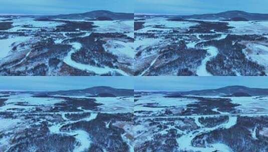 冬季晨曦山谷湿地雪景高清在线视频素材下载