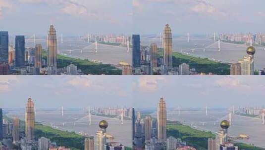 武汉城市建筑汉口江滩高清在线视频素材下载