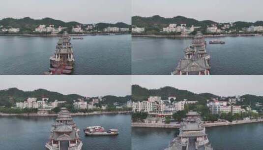 中国广东省潮州市广济桥古建筑景观高清在线视频素材下载