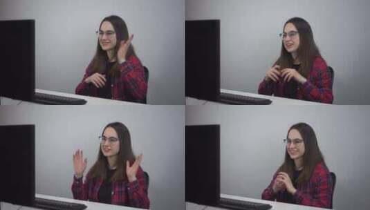 坐在电脑前进行视频通话的女人高清在线视频素材下载