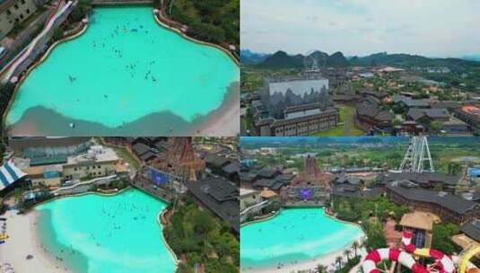 桂林融创度假区游乐场水上乐园高清在线视频素材下载