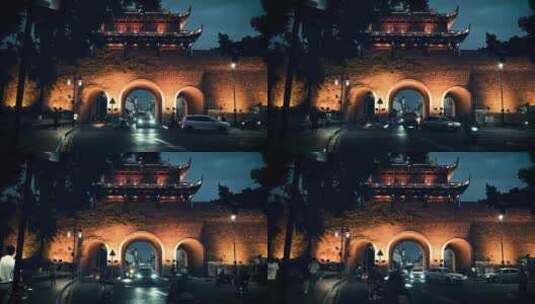 姑苏城夜景苏州阊门老街高清在线视频素材下载