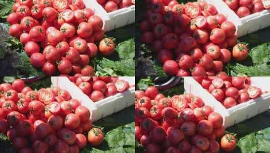 西红柿蔬菜果实果蔬市场市集特写高清在线视频素材下载