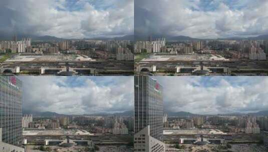 浙江温州城市建设蓝天白云航拍高清在线视频素材下载
