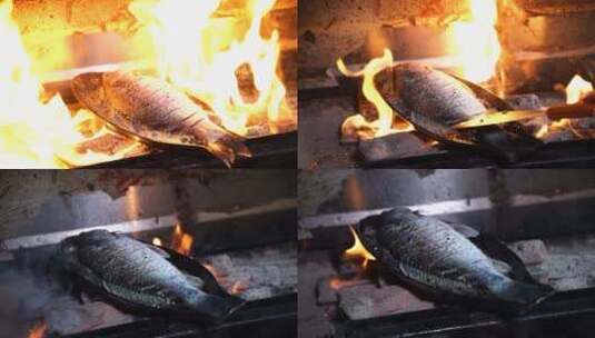 油锅红烧煎鱼美味高清在线视频素材下载