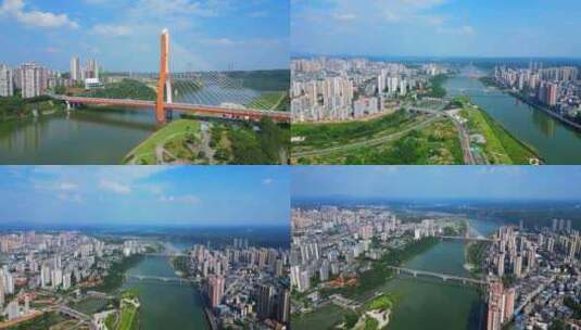 4K潼南涪江大桥潼南大景长江三桥高清在线视频素材下载