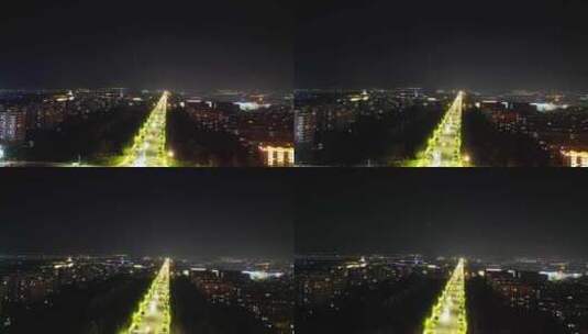山东东营城市夜景航拍高清在线视频素材下载