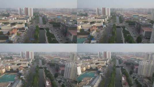 山东济宁城市风光交通航拍高清在线视频素材下载