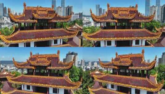 湖南长沙天心阁城楼城墙古建筑高清在线视频素材下载
