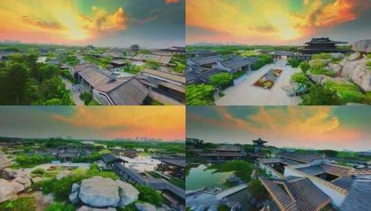 广州古风古楼新文化馆穿越机高速航拍4K视频高清在线视频素材下载