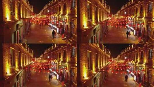 东北黑龙江哈尔滨街道夜景航拍高清在线视频素材下载