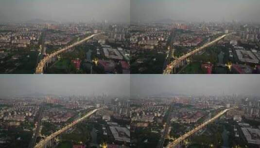 航拍南京城市交通高清在线视频素材下载