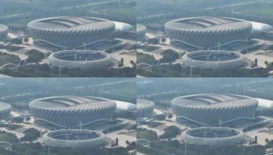 航拍武汉光谷地标建筑网球中心体育馆高清在线视频素材下载